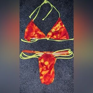 Vibrant Orange Tie-Dye Bikini Set